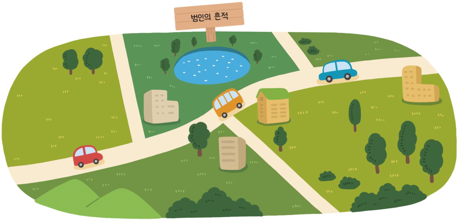 범인의 흔적이 있는 마을 지도